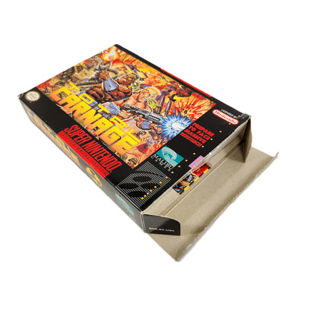 Total Carnage Super Nintendo Very Good CIB - Open flap on retail game box showing inside contents