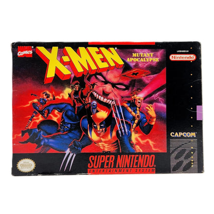 X-Men Mutant Apocalypse Super Nintendo Very Good CIB - Official Game Box Front Artwork Shown