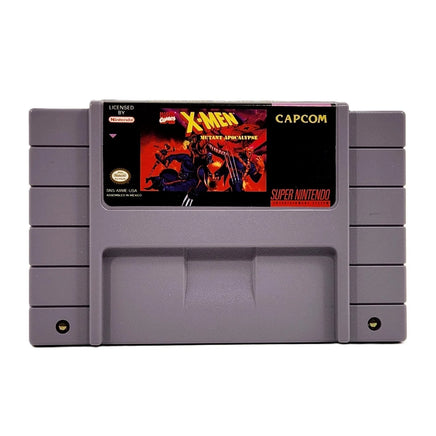 X-Men Mutant Apocalypse Super Nintendo Very Good CIB - Front label view of genuine game cartridge