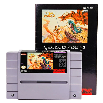 Ys III Wanderers From Ys Super Nintendo Very Good Loose - Front Of Official Game Cartridge with Manual