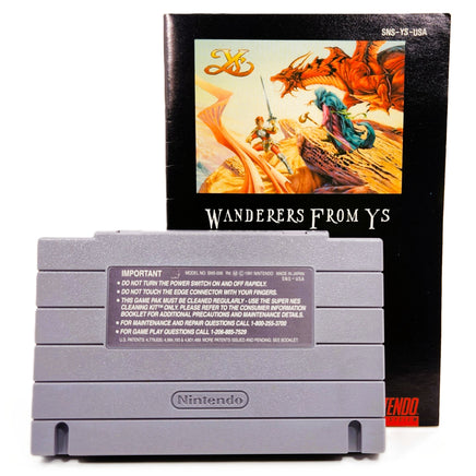 Ys III Wanderers From Ys Super Nintendo Very Good Loose - Back Of Official Game Cartridge with Manual