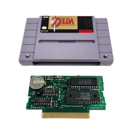 The Legend Of Zelda A Link To The Past Super Nintendo Good Loose - Cartridge shell shown along with authentic circuit board displayed