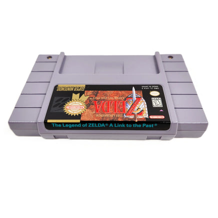 The Legend Of Zelda A Link To The Past Players Choice Super Nintendo Very Good CIB - Top view of authentic cartridge label showing game title