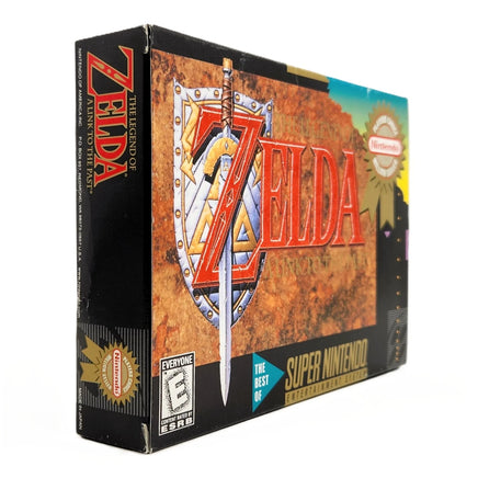The Legend Of Zelda A Link To The Past Players Choice Super Nintendo Very Good CIB - Front angle view of authentic retail game box
