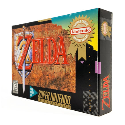 The Legend Of Zelda A Link To The Past Players Choice Super Nintendo Very Good CIB - Alternate front angle view of genuine retail game box