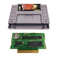 The Legend Of Zelda A Link To The Past Players Choice SNES Very Good Loose - Authentic Game Cartridge shown with genuine circuit board displayed with working save battery installed