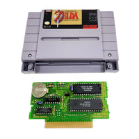 The Legend Of Zelda A Link To The Past Super Nintendo Very Good Loose - Open cartridge showing authentic Nintendo circuit board with working save battery installed