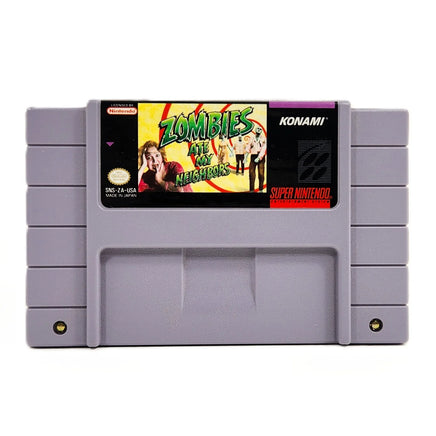 Zombies Ate My Neighbors Super Nintendo Very Good CIB - Front view of official retail cartridge label