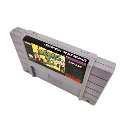 Zombies Ate My Neighbors Super Nintendo Very Good CIB - Top spine view of genuine retail game cart