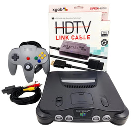 Nintendo 64 Console System Bundle 2 Gray HDMI Adapter OEM Official Controller Very Good Loose - View 1