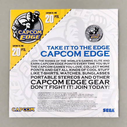 Capcom vs SNK - Dreamcast - Instruction manual rear view, like new condition