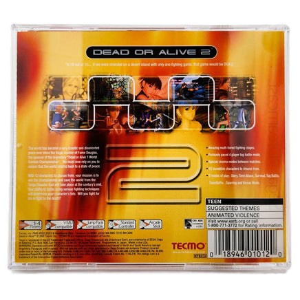 Dead Or Alive 2 Dreamcast Very Good - Back Jewel Case Art
