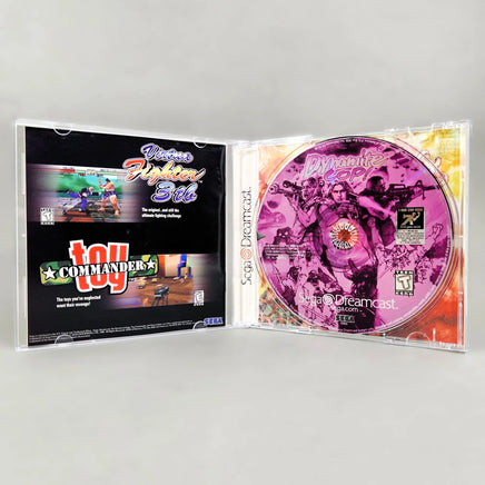 Dynamite Cop - Sega Dreamcast - Open case view with front insert and tray artwork visible, like new condition