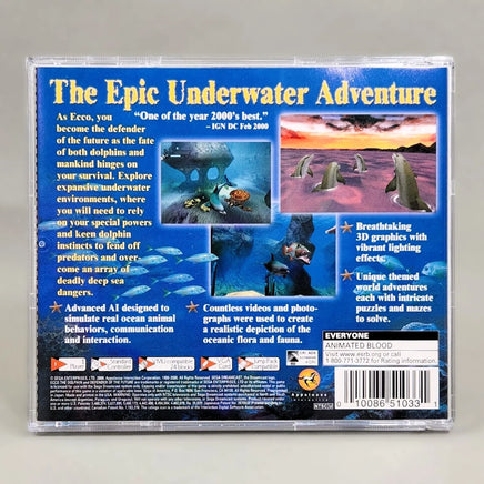 Ecco the Dolphin: Defender of the Future - Dreamcast - Tray insert back with product information, very good condition