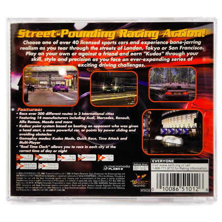 Metropolis Street Racer Dreamcast Like New - Rear Cover Art