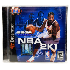 Sega Dreamcast NBA 2K1 game case with basketball player on cover
