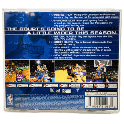 Sega Dreamcast NBA 2K1 game case back cover