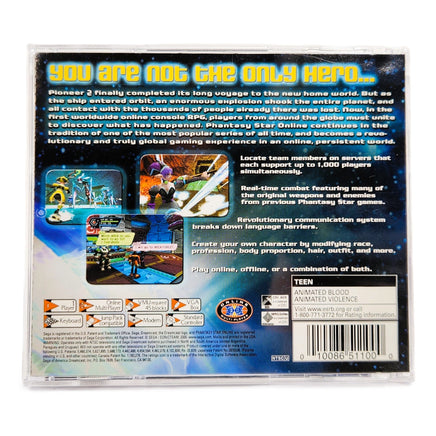 Phantasy Star Online Sega Dreamcast Very Good CIB - Authentic Rear Tray Artwork Shown