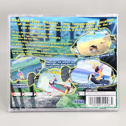 Sega Bass Fishing - Dreamcast - Jewel case rear insert close-up, like new condition