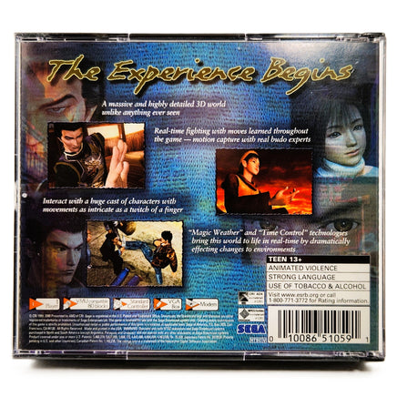 Shenmue Dreamcast Very Good - Rear Cover Art