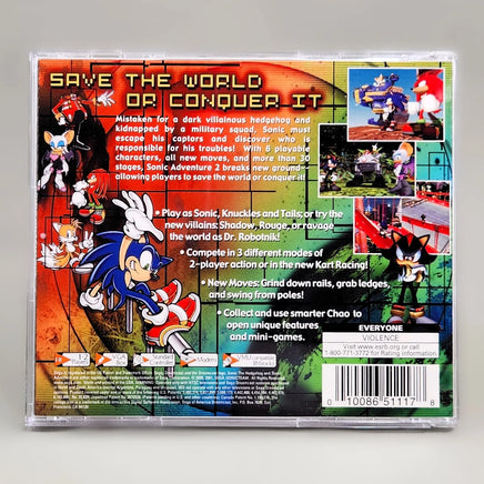 Sonic Adventure 2 - Sega Dreamcast - Rear tray design from original packaging, like new condition