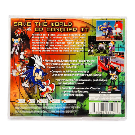 Sonic Adventure 2 Sega Dreamcast Like New CIB - Rear Cover Insert Of Authentic Retail Copy