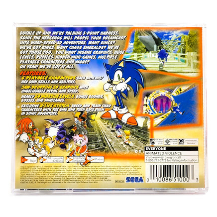 Sonic Adventure Sega All Stars Sega Dreamcast Like New CIB - Tray Insert Back With Product Information