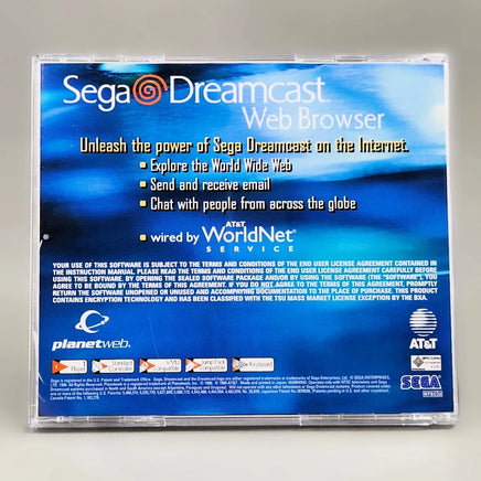 Web Browser 1.0 - Dreamcast - Back of jewel case with barcode area, good condition