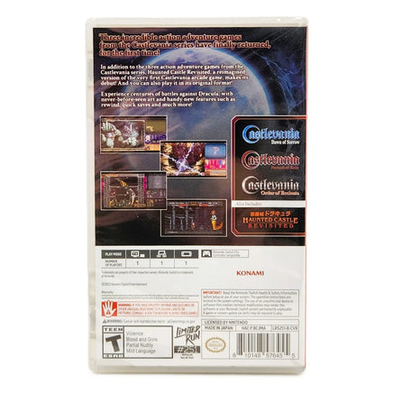 Castlevania Dominus Collection Limited Run 251 Portrait Of Ruin Cover Nintendo Switch Brand New CIB - Authentic Game Case Back Cover