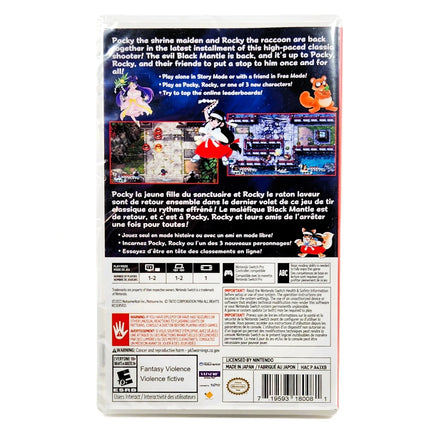 Pocky Rocky Reshrined Nintendo Switch Brand New CIB - Back Of Authentic Game Case