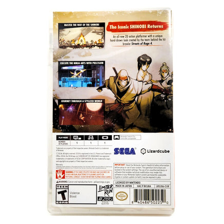 Shinobi Art Of Vengeance Limited Run 286 Nintendo Switch Brand New CIB - Original Case Back View