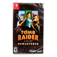 Tomb Raider I-III Remastered Nintendo Switch Brand New CIB - Front Of Authentic Game Case