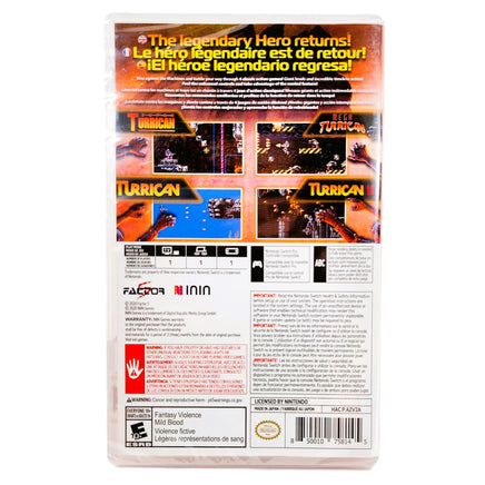 Turrican Flashback Nintendo Switch Brand New - Complete In Case Reverse View