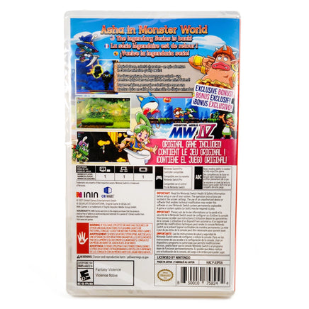 Wonder Boy Asha In Monster World Nintendo Switch Brand New - Game Packaging Back Side