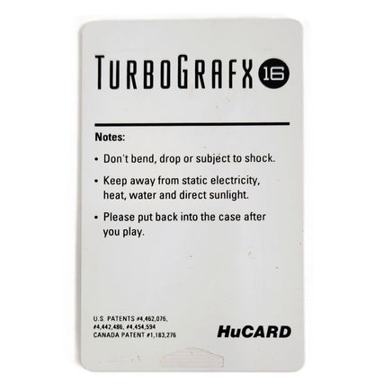 Alien Crush Turbografx16 Very Good - Hucard Cartridge Back