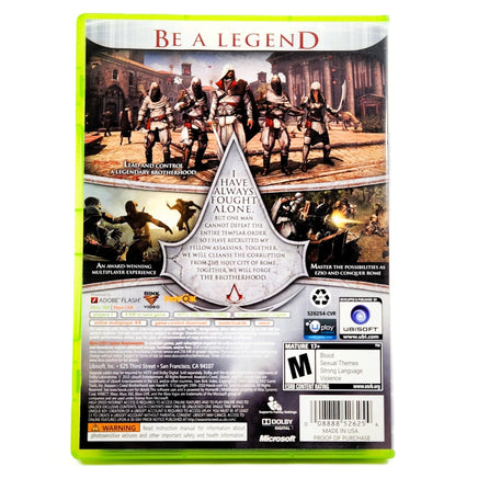 Assassin's Creed Brotherhood Xbox 360 Good CIB - Rear Cover Of Authentic Game Box