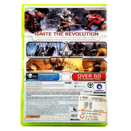 Assassin's Creed III Xbox 360 Good CIB - Rear Sleeve With Screenshots & Details Visible