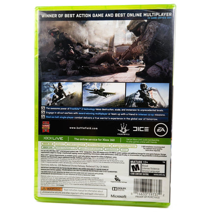 Battlefield 3 Platinum Hits Xbox 360 Brand New - Game Case Rear Artwork