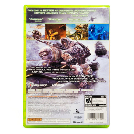 Call Of Duty Modern Warfare 2 Xbox 360 Good CIB - Full Back View Of Official Case Design