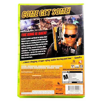 Duke Nukem Forever Xbox 360 Good CIB - Full Back View Of Official Case Design