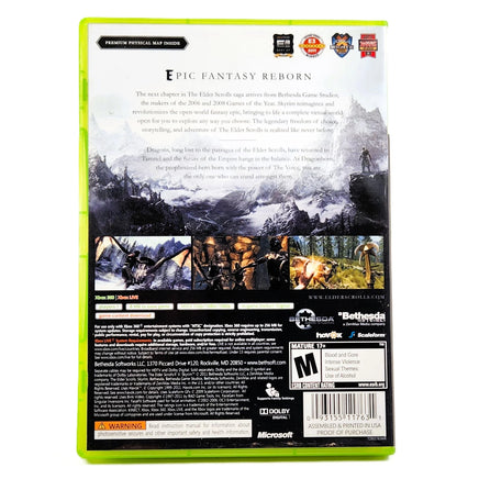 Elder Scrolls V Skyrim Xbox 360 Good CIB - Rear Sleeve Text And Artwork Shown