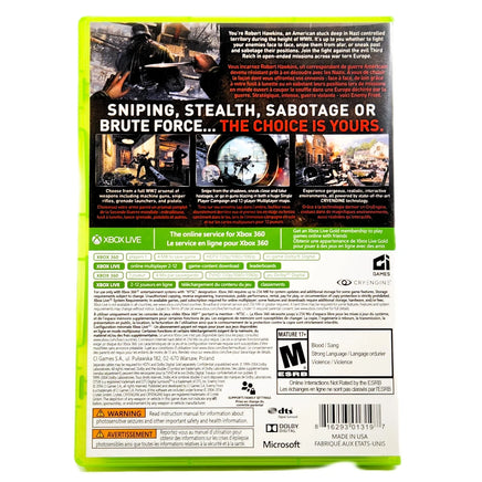 Enemy Front Special Edition Xbox 360 Good CIB - Original Back Panel Layout Of Case