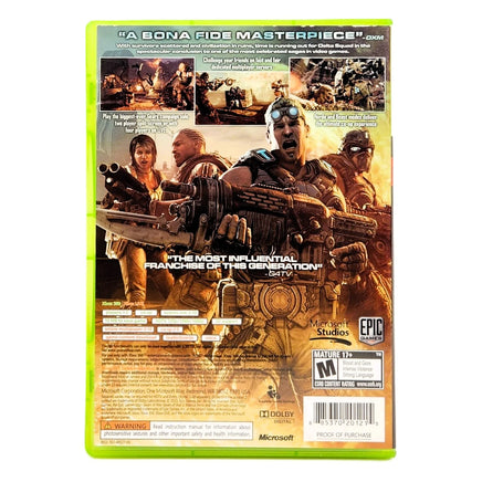 Gears Of War 3 Xbox 360 Good CIB - Game Case Back Design Showing Description Area