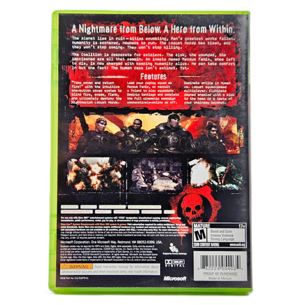 Gears Of War Xbox 360 Very Good CIB - Rear Sleeve With Screenshots & Details Visible