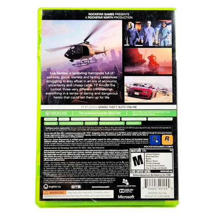 Grand Theft Auto V Xbox 360 Good CIB - Rear Cover Of Authentic Game Box