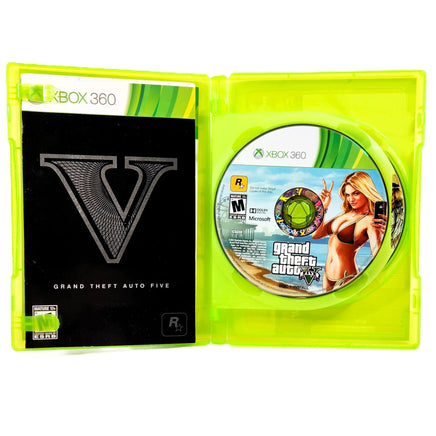 Grand Theft Auto V Xbox 360 Good CIB - Retail Case Open Showing Authentic Manual and Game Disc 1