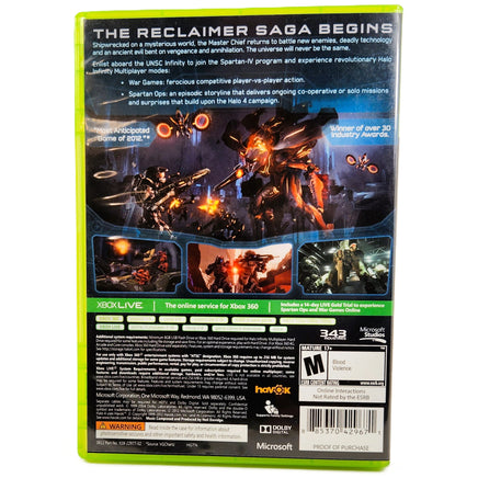 Halo 4 Xbox 360 Very Good - Game Case Rear Artwork