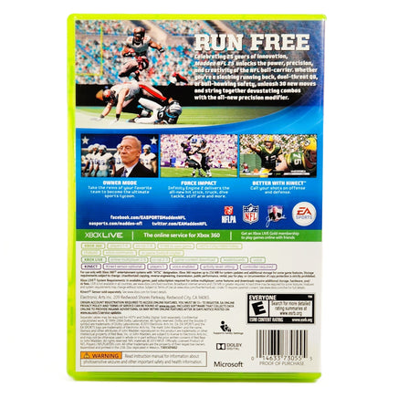 Madden NFL 25 Xbox 360 Very Good CIB - Rear Cover Of Authentic Game Box