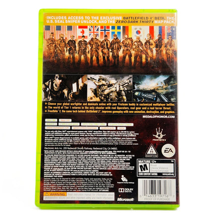 Medal Of Honor Warfighter Limited Edition Xbox 360 Good CIB - Back Label Artwork With Publisher Logos