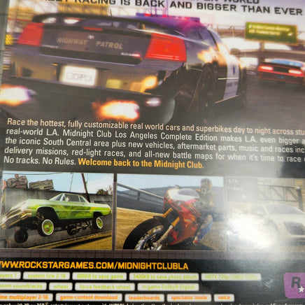 Midnight Club Los Angeles Complete Edition Xbox 360 Brand New Sealed - Close Up of Case Blemish